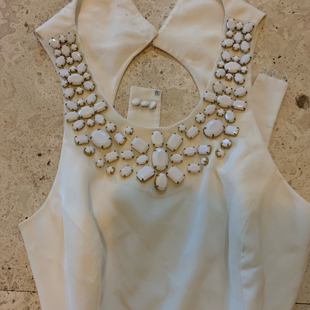 BCBG Ivory Silk Cut Out Dress